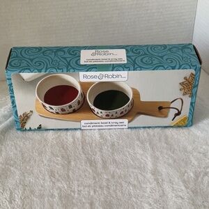 Condiment Bowl & Tray Set - Red and Green NWOT